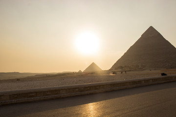 golden gate bridge at sunset on Giza Plateau.