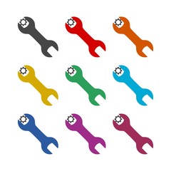 Tools flat logo, Service Tools glyph icon, color set