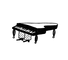 Grand piano with legs. The piano runs away.