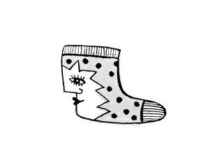 Sock with the face on the heel.