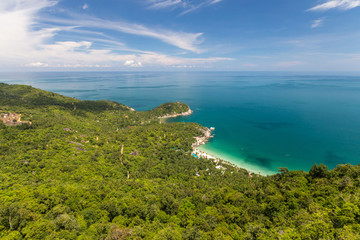Bird eye view to a tropical beach