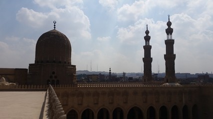 Fototapeta premium al Mu'ayad Mosque Old Cairo, minaretts, Bab az-zuweila, al-Mu'izz-Street