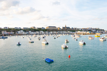 The harbour of Granville. View of the old city in the port. Granville, Normandy, France