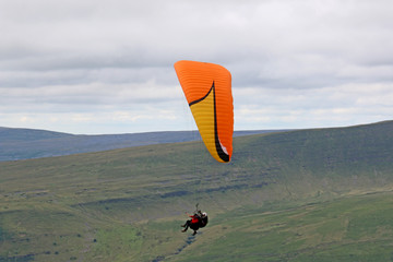 Tandem paraglider in the Brecon Beacons
