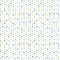 Seamless vector pattern with small colored stars of equal size on white background. Childish background for postcards, wallpaper, papers, textiles, bed linen, tissue 2.1