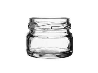 empty glass jar without cover isolated on a white background