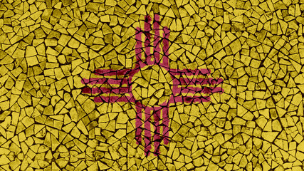 Mosaic Tiles Painting of New Mexico Flag, US State Background