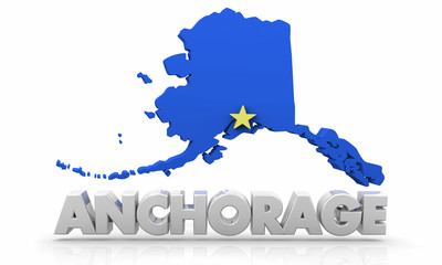 Obraz premium Anchorage AK Alaska City Map 3d Illustration