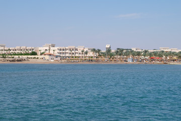 Fototapeta premium Hotel on the sandy beach of the Red Sea Egypt