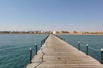 Fototapeta na wymiar Hotel on the sandy beach of the Red Sea Egypt