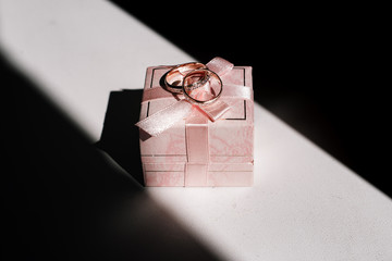 wedding rings in a box