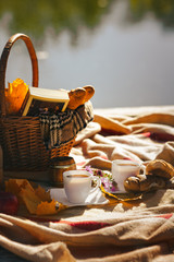 breakfast with coffee and croissant