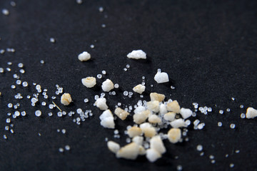 Fototapeta premium Salt lakes in Portugal in the Algarve on the border with Spain and its product in close up 