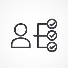 Checklist with man silhouette icon, candidate approved symbol. Vector isolated illustration.