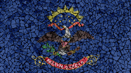 Mosaic Tiles Painting of North Dakota Flag, US State Background