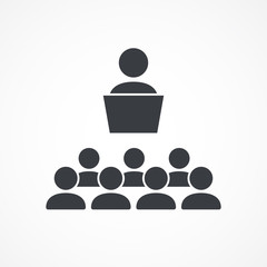 Meeting, people icon. Business meeting vector icon. Teamwork. Group of people sitting around a table brainstorming and working together.