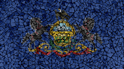 Mosaic Tiles Painting of Pennsylvania Flag, US State Background