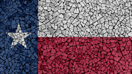 Mosaic Tiles Painting of Texas Flag, US State Background