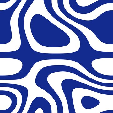 Monochromatic seamless line art pattern in navy blue color over white background