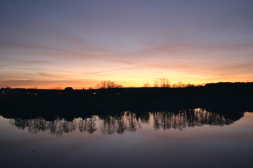 Mirror landscape on the lake