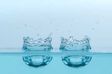 blue water splash isolated on white background