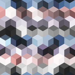 Hexagon grid seamless vector background. Technological polygons bauhaus corners geometric design. Trendy colors hexagon cells pattern for game ui. Hexagonal shapes modern backdrop.