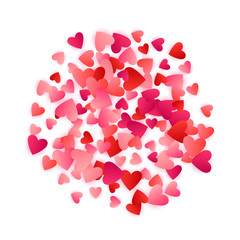 Red flying hearts bright love passion vector background.