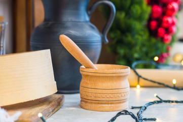 Kitchen design with new year decorations