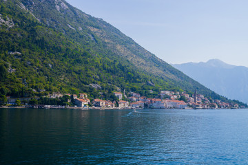 Beautiful view of the shores of Kotor Bay in Montenegro. September 22, 2018