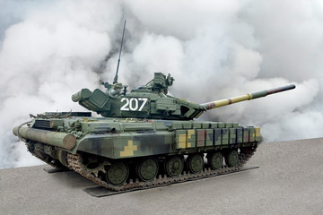 Fototapeta na wymiar Military vehicles tank side view