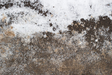 Mark on dirty snow, winter day time