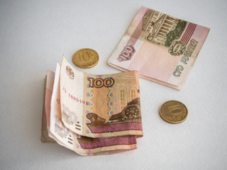 Russian paper money and coins