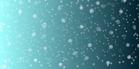 Falling snow background. Holiday landscape with snowfall. Vector illustration. Winter snowing sky. Eps 10.