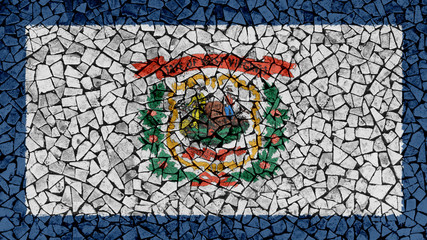 Mosaic Tiles Painting of West Virginia Flag, US State Background