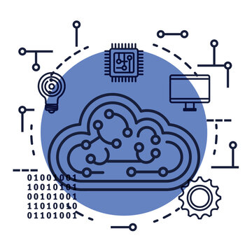 cloud computing with artificial intelligence icons