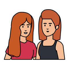 Fototapeta na wymiar couple businesswomen avatars characters