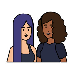 couple businesswomen avatars characters