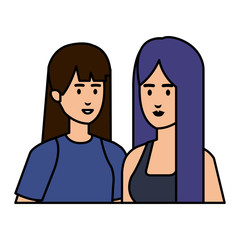 couple businesswomen avatars characters