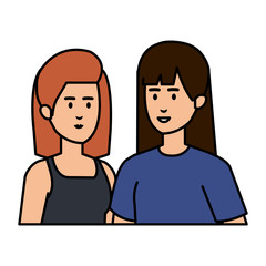 couple businesswomen avatars characters