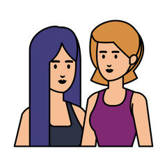 couple businesswomen avatars characters