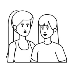 couple businesswomen avatars characters