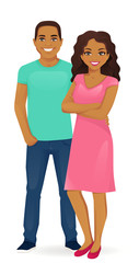 Couple of young people. Man and woman isolated vector illustration