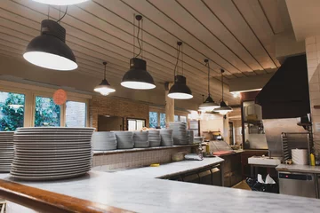 Foto op Plexiglas Restaurant interior wide shot pizza worktop © fabioderby