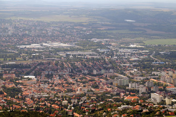 Fototapeta na wymiar A bird's eye view of the center city. The city of Pécs in the southern part of Hungary.