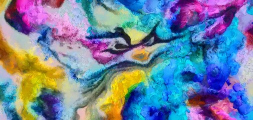 Creative abstract painting background in oil. Textured brush strokes of paint. Colorful design pattern. Artistic drawing grunge texture. Watercolor mixed fine art template for decoration. Vintage.