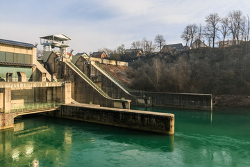 Hydroelectrical power plant in Medno on Sava river, Slovenia