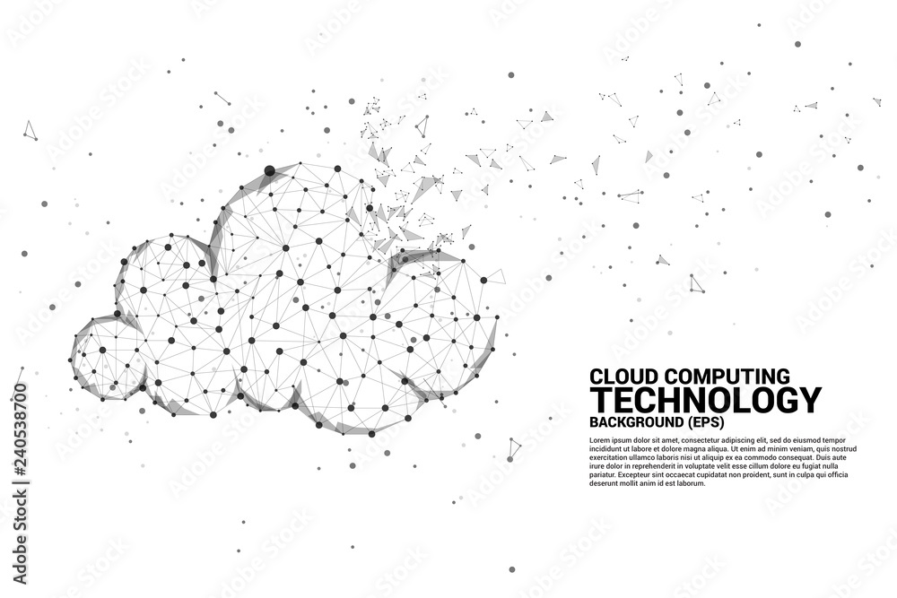Poster Cloud computing network technology polygon dot connected line with icon : Concept of cloud server, Storage and data