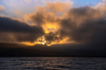 Fototapeta na wymiar Dark sunset over Channel Island