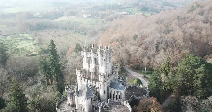 beautiful castle of butron at biscay countryside