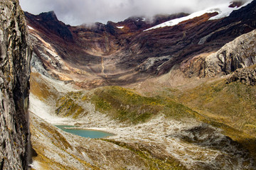 La bellissima Cordillera bianca e le sue lagune nel parco nazionale Huascaran, Huaràz, Perù